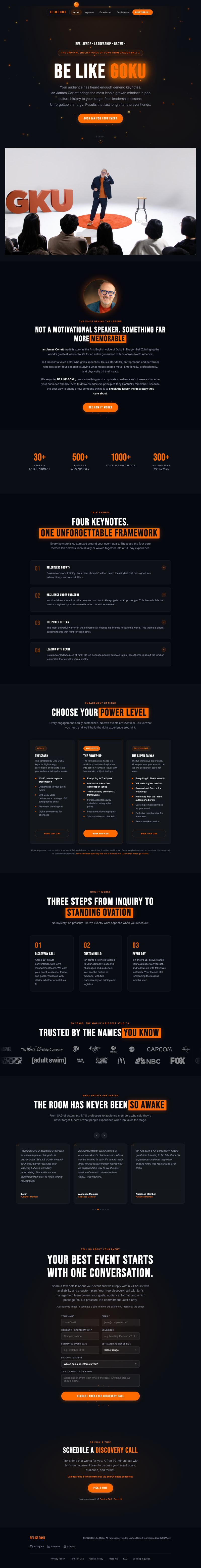 BE LIKE GOKU live website, hover to scroll through